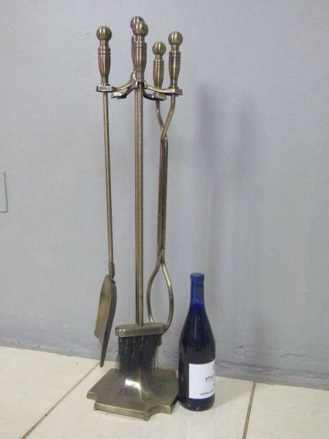 A GORGEOUS VINTAGE BRASS FIREPLACE TOOL SET . FABULOUS FOR YOUR WINTER FIRES!!
