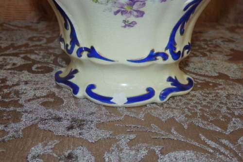 A SPECTACULAR ANTIQUE (1891 - 1913) S. FIELDING & Co. CROWN DEVON PORCELAIN JAR w/ EPNS LID & HANDLE