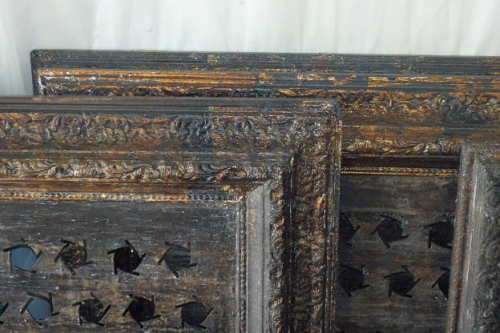 A STUNNING COLLECTION OF 7x LARGE (1m x 1m) "GOTHIC" STYLE FRAMES w/ AWESOME CUT-OUT PANELS bid/fram