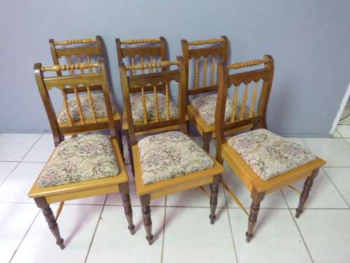WOW! 6 STUNNING VINTAGE YELLOW WOOD & IMBUIA DINING CHAIRS.GORGEOUS WITH ANY TABLE!! Bid/chair