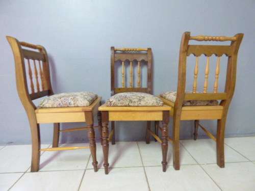 WOW! 6 STUNNING VINTAGE YELLOW WOOD & IMBUIA DINING CHAIRS.GORGEOUS WITH ANY TABLE!! Bid/chair