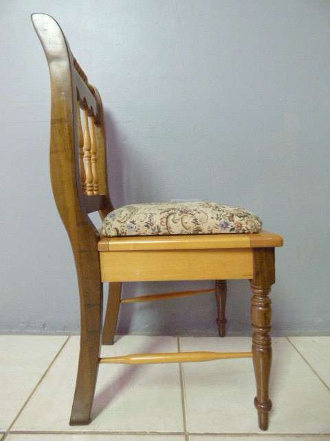 WOW! 6 STUNNING VINTAGE YELLOW WOOD & IMBUIA DINING CHAIRS.GORGEOUS WITH ANY TABLE!! Bid/chair