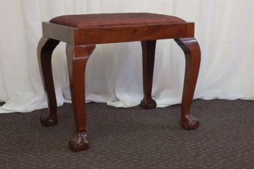 A BEAUTIFUL AND VERY WELL MADE ANTIQUE SOLID IMBUIA BALL AND CLAW DRESSING TABLE STOOL