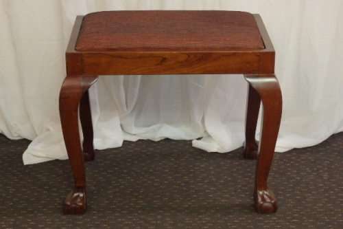 A BEAUTIFUL AND VERY WELL MADE ANTIQUE SOLID IMBUIA BALL AND CLAW DRESSING TABLE STOOL