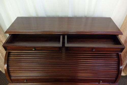 AN EXCEPTIONAL ROSEWOOD WRITING BUREAU w GORGEOUS BRASS INLAY PATTERNS & VELVET LINED DRAWERS!!