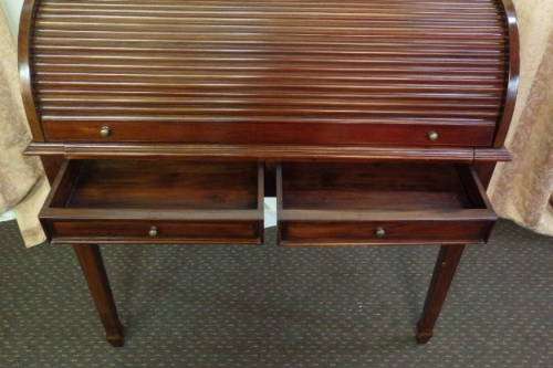 AN EXCEPTIONAL ROSEWOOD WRITING BUREAU w GORGEOUS BRASS INLAY PATTERNS & VELVET LINED DRAWERS!!