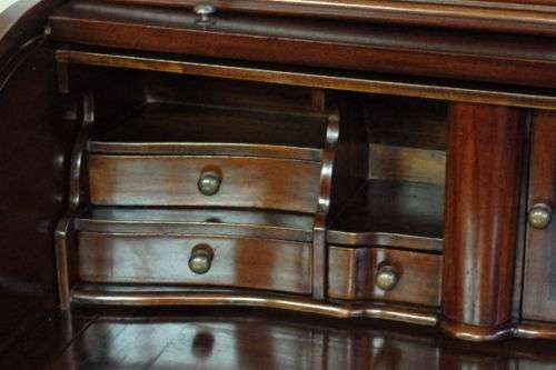 AN EXCEPTIONAL ROSEWOOD WRITING BUREAU w GORGEOUS BRASS INLAY PATTERNS & VELVET LINED DRAWERS!!