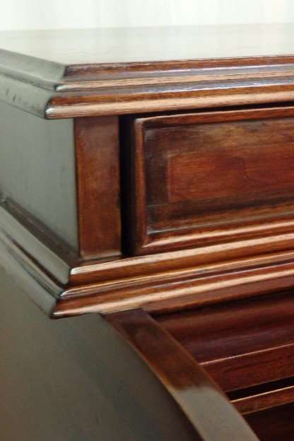 AN EXCEPTIONAL ROSEWOOD WRITING BUREAU w GORGEOUS BRASS INLAY PATTERNS & VELVET LINED DRAWERS!!