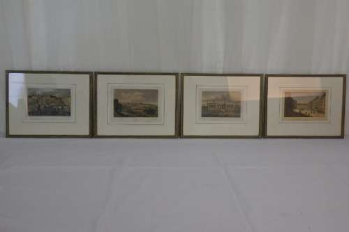 4x GORGEOUS VINTAGE PRINTS OF EUROPEAN CITIES IN THE 1800's BY 19th CENTURY ARTISTS bid/print