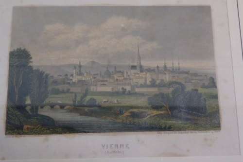 4x GORGEOUS VINTAGE PRINTS OF EUROPEAN CITIES IN THE 1800's BY 19th CENTURY ARTISTS bid/print