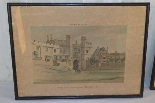 FOUR AWESOME VINTAGE WATERCOLOUR PRINTS OF WINDSOR CASTLE IN THE MID 1700's BY PAUL SANDBY
