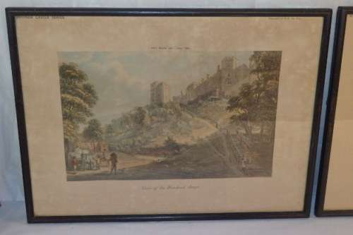 FOUR AWESOME VINTAGE WATERCOLOUR PRINTS OF WINDSOR CASTLE IN THE MID 1700's BY PAUL SANDBY