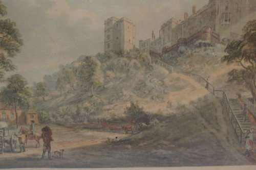 FOUR AWESOME VINTAGE WATERCOLOUR PRINTS OF WINDSOR CASTLE IN THE MID 1700's BY PAUL SANDBY