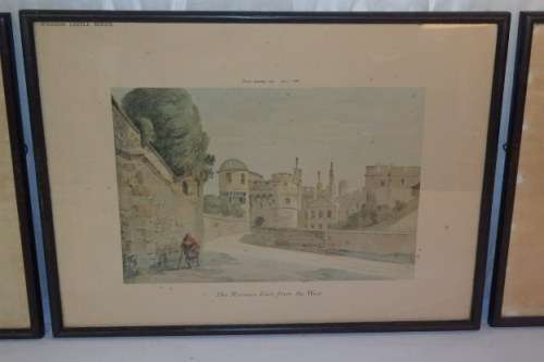 FOUR AWESOME VINTAGE WATERCOLOUR PRINTS OF WINDSOR CASTLE IN THE MID 1700's BY PAUL SANDBY