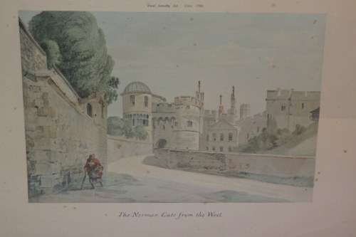 FOUR AWESOME VINTAGE WATERCOLOUR PRINTS OF WINDSOR CASTLE IN THE MID 1700's BY PAUL SANDBY