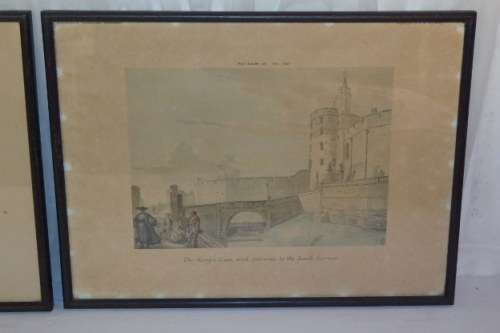 FOUR AWESOME VINTAGE WATERCOLOUR PRINTS OF WINDSOR CASTLE IN THE MID 1700's BY PAUL SANDBY