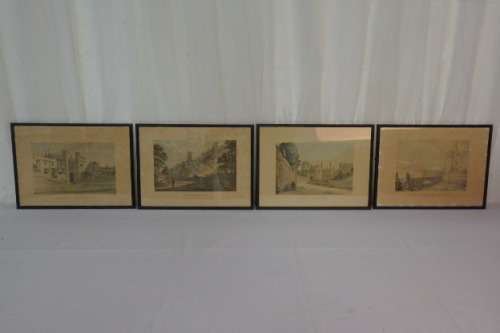 FOUR AWESOME VINTAGE WATERCOLOUR PRINTS OF WINDSOR CASTLE IN THE MID 1700's BY PAUL SANDBY