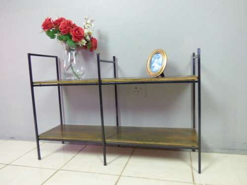 A VERY STYLISH METAL AND WOOD STAND, FANTASTIC INDOORS OR ON THE PATIO!!