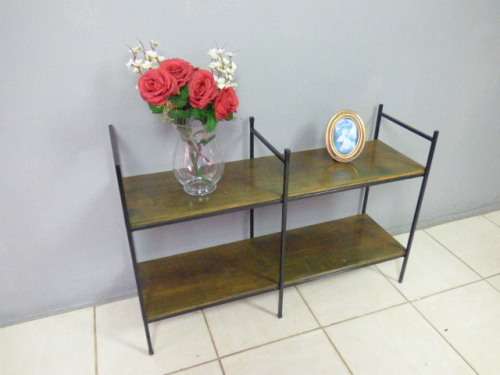 A VERY STYLISH METAL AND WOOD STAND, FANTASTIC INDOORS OR ON THE PATIO!!