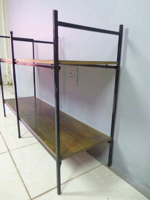 A VERY STYLISH METAL AND WOOD STAND, FANTASTIC INDOORS OR ON THE PATIO!!