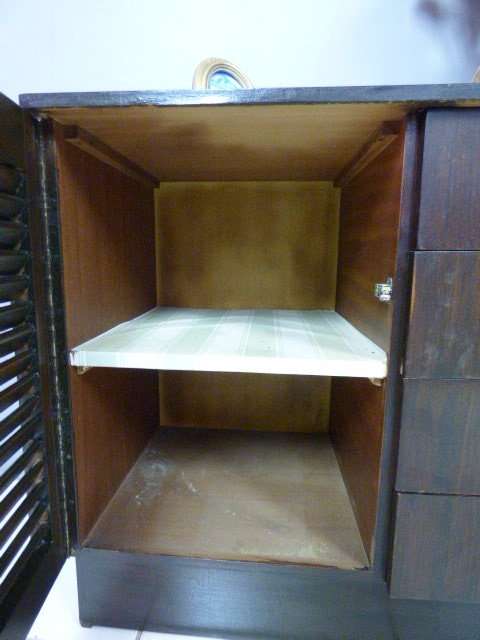 A LOVELY WOOD DRESSING TABLE w 8 DRAWERS & CUPBOARD. PERFECT TO PAINT!!