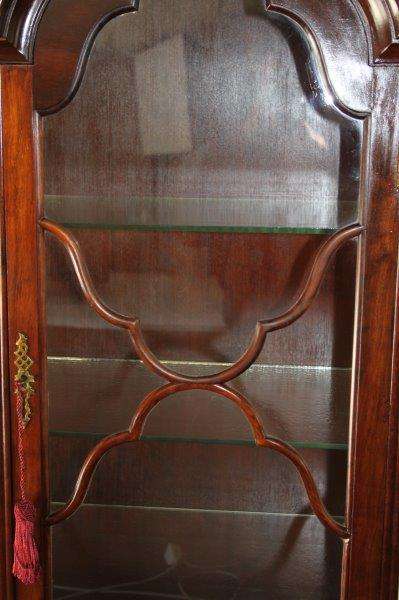 A MAGNIFICENT ANTIQUE "DOUBLE GABLED" BALL AND CLAW CABINET ON A STAND WITH SUPERB DETAILING