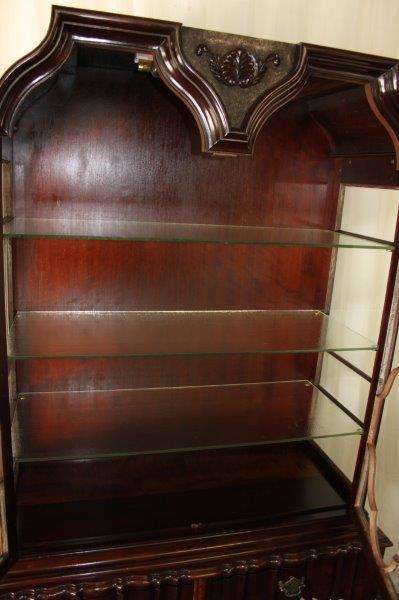 A MAGNIFICENT ANTIQUE "DOUBLE GABLED" BALL AND CLAW CABINET ON A STAND WITH SUPERB DETAILING