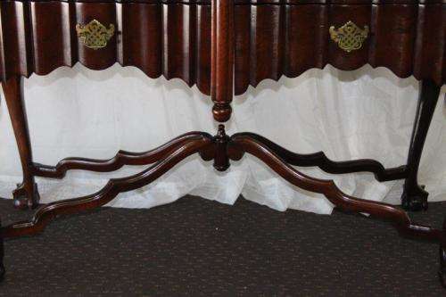 A MAGNIFICENT ANTIQUE "DOUBLE GABLED" BALL AND CLAW CABINET ON A STAND WITH SUPERB DETAILING