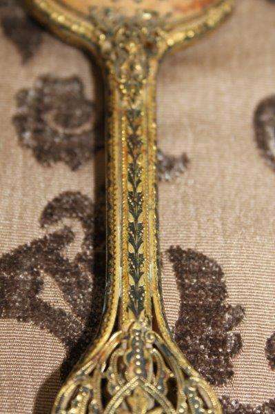 THREE AWESOME VINTAGE/ ANTIQUE? VANITY TABLE (2x) HAND MIRRORS AND A BRUSH SET bid/item