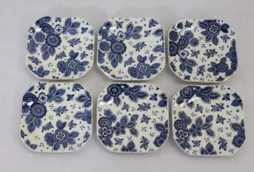 A SET OF SIX EXTREMELY RARE DUTCH MADE "SOCIETE CERAMIQUE MAASTRICHT" PORCELAIN TABLE SPOON RESTS