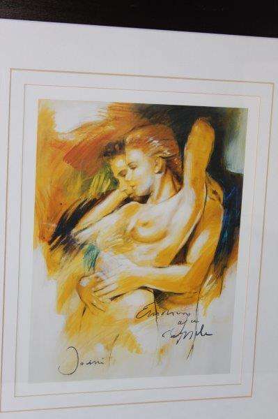 A MAGNIFICENT CLASSY SIGNED NUDE FRAMED IN A BROAD WOODEN FRAME BEHIND GLASS = STUNNING!!!