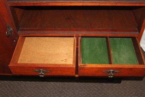 AN AMAZING ANTIQUE ART DECO SIDE SERVER WITH LOADS OF CUPBOARD SPACE AND A TIERED SERVING SURFACE