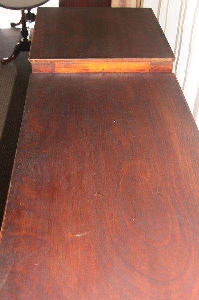 AN AMAZING ANTIQUE ART DECO SIDE SERVER WITH LOADS OF CUPBOARD SPACE AND A TIERED SERVING SURFACE