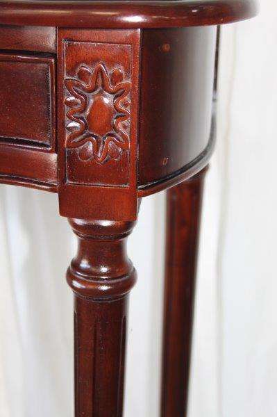 A STYLISH ROSEWOOD HALLWAY TABLE WITH EXQUISITE REEDED LEGS AND TWO DRAWERS