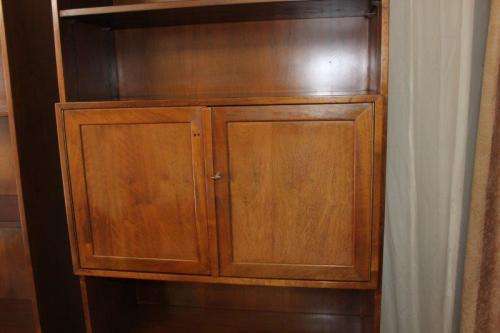 2x INCREDIBLE SOLIDLY MADE SOLID TEAK OFFICE CABINETS WITH AMPLE SHELF & CUPBOARDS SPACE bid/cabinet