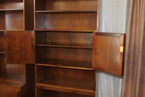 2x INCREDIBLE SOLIDLY MADE SOLID TEAK OFFICE CABINETS WITH AMPLE SHELF & CUPBOARDS SPACE bid/cabinet