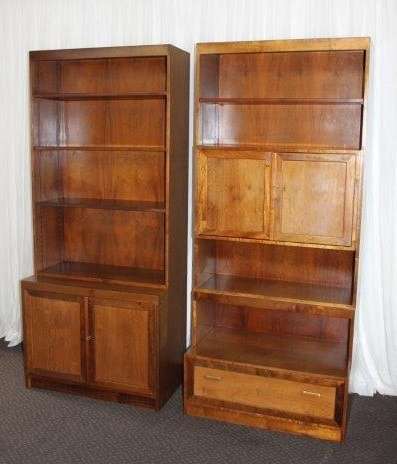 2x INCREDIBLE SOLIDLY MADE SOLID TEAK OFFICE CABINETS WITH AMPLE SHELF & CUPBOARDS SPACE bid/cabinet