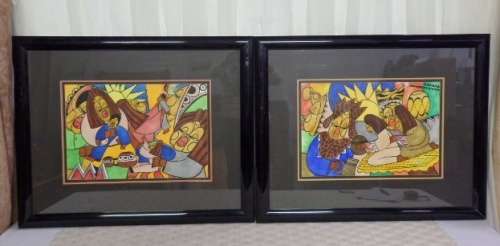 ***BARGAIN*** 2x MAGNIFICENTLY FRAMED & SIGNED ORIGINAL "DARIO" ABSTRACT PAINTINGS! bid/painting
