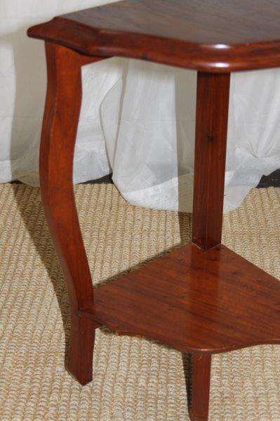 AN AWESOME SOLID TEAK COFFEE TABLE NEST WITH FOUR SMALLER TABLES MAKING A SINGLE LARGER ROUND TABLE