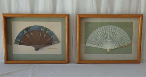 TWO EXQUISITE BOXED FRAMED ANTIQUE VICTORIAN LADIES HAND FANS IN FABULOUS CONDITION bid/fan