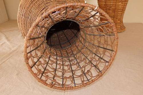 3x SPECTACULAR LARGE WICKER URN SHAPED VASES w/ STEEL REINFORCED FRAMES IN GREAT CONDITION bid/vase