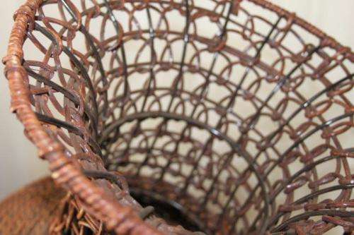 3x SPECTACULAR LARGE WICKER URN SHAPED VASES w/ STEEL REINFORCED FRAMES IN GREAT CONDITION bid/vase