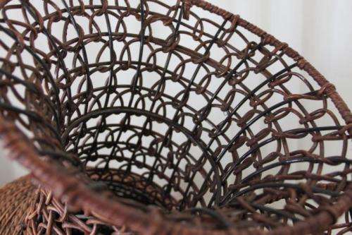 3x SPECTACULAR LARGE WICKER URN SHAPED VASES w/ STEEL REINFORCED FRAMES IN GREAT CONDITION bid/vase