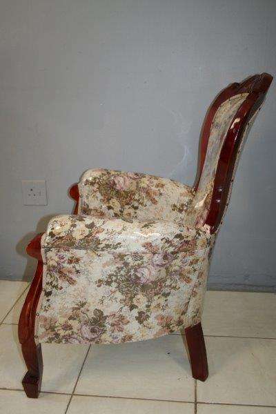 TWO GORGEOUS VICTORIAN STYLED ARMCHAIRS w/ DEEP BUTTON DETAILING & ROLLED PADDED ARMRESTS bid/chair