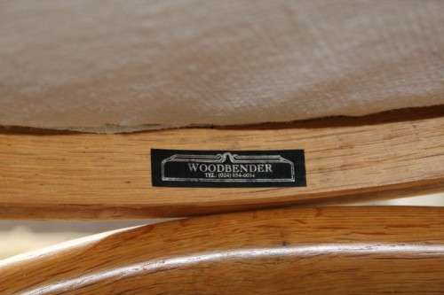 A COLLECTION OF 6x ORIGINAL WOODEBENDER OAK BENTWOOD BAR CHAIRS WITH REINFORCED SEATS bid/chair