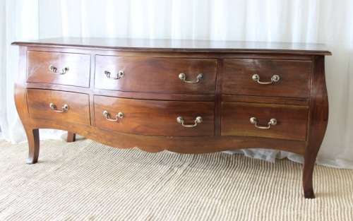 A TRULY MAGNIFICENT LARGE SOLID INDONESIAN TEAK 6-DRAWER "BOMBE" COMMODE IN AWESOME CONDITION