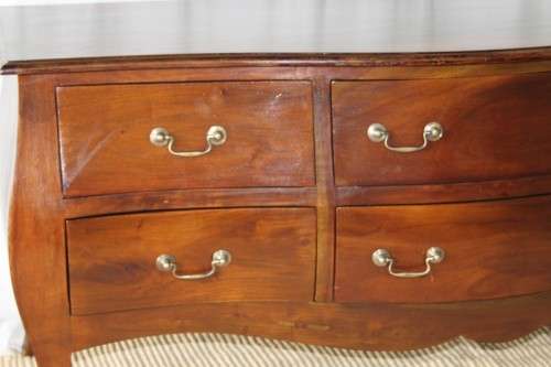 A TRULY MAGNIFICENT LARGE SOLID INDONESIAN TEAK 6-DRAWER "BOMBE" COMMODE IN AWESOME CONDITION