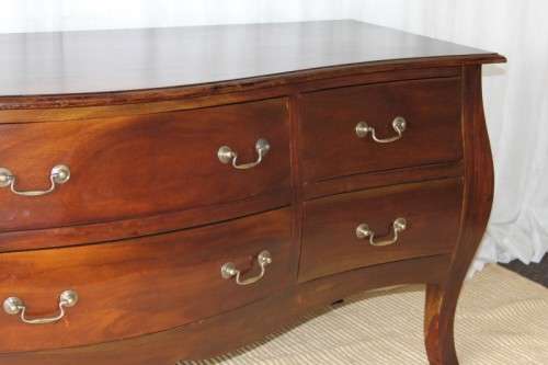 A TRULY MAGNIFICENT LARGE SOLID INDONESIAN TEAK 6-DRAWER "BOMBE" COMMODE IN AWESOME CONDITION