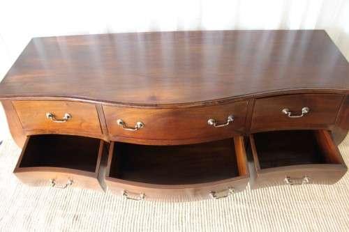 A TRULY MAGNIFICENT LARGE SOLID INDONESIAN TEAK 6-DRAWER "BOMBE" COMMODE IN AWESOME CONDITION