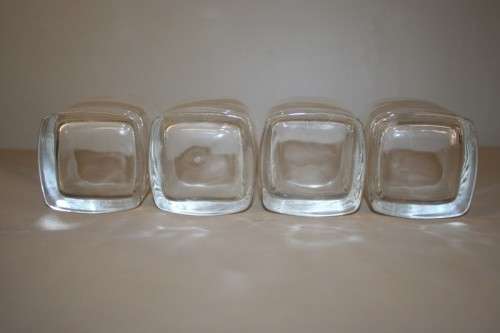 A GORGEOUS SET OF FOUR WHISKEY GLASSES WITH THICK HEAVY BASES IN GREAT CONDITION!!
